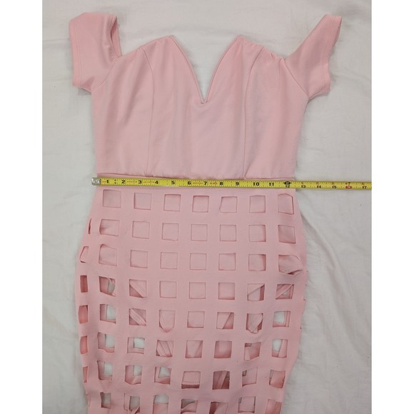 Auditions Spandex Bodycon Dress V neck Cut out Body suit Sz S Pink - Picture 6 of 10